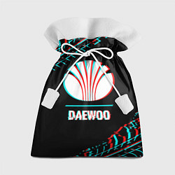 Мешок для подарков Значок Daewoo в стиле glitch на темном фоне, цвет: 3D-принт
