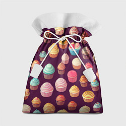 Мешок для подарков Много нарисованных капкейков, цвет: 3D-принт