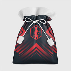 Мешок для подарков Красный символ Tomb Raider на темном фоне со стрел, цвет: 3D-принт