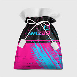 Мешок для подарков Mazda - neon gradient: символ сверху, цвет: 3D-принт