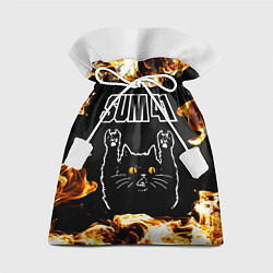 Мешок для подарков Sum41 рок кот и огонь, цвет: 3D-принт