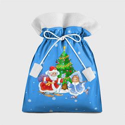Мешок для подарков Дед Мороз, Снегурочка и елка, цвет: 3D-принт