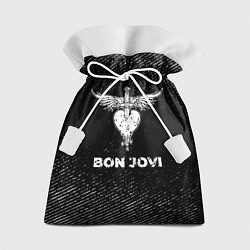 Мешок для подарков Bon Jovi с потертостями на темном фоне, цвет: 3D-принт