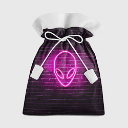 Мешок для подарков Неоновый пришелец на фоне кирпичной стены, цвет: 3D-принт