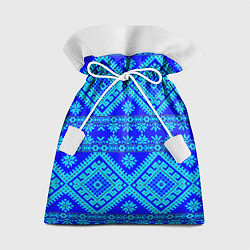 Мешок для подарков Сине-голубые узоры - вышивка, цвет: 3D-принт