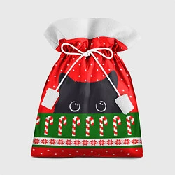 Мешок для подарков Котик: новогодний свитер, цвет: 3D-принт