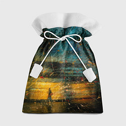 Мешок для подарков Синие и жёлтые огни и царапины, цвет: 3D-принт