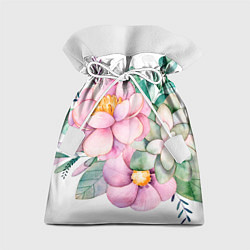 Мешок для подарков Пастельные цветы - посередине, цвет: 3D-принт