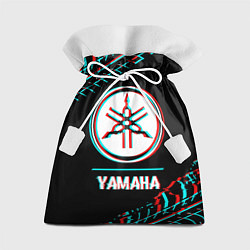 Мешок для подарков Значок Yamaha в стиле glitch на темном фоне, цвет: 3D-принт