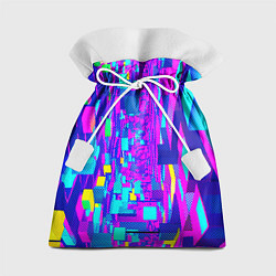 Мешок для подарков Неоновые розовые и голубые светящиеся кубики, цвет: 3D-принт