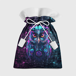 Мешок для подарков Сова в стиле киберпанк, цвет: 3D-принт