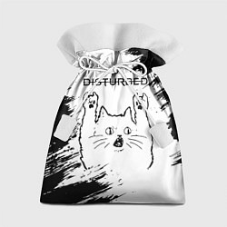 Мешок для подарков Disturbed рок кот на светлом фоне, цвет: 3D-принт