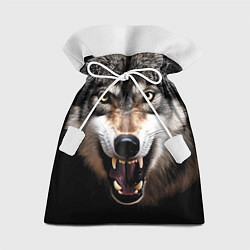 Мешок для подарков Агрессивный рычащий волк, цвет: 3D-принт