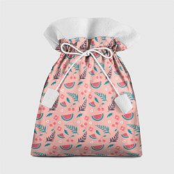 Мешок для подарков Летний паттерн с арбузом и вишней, цвет: 3D-принт