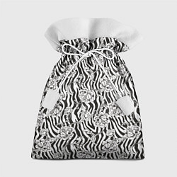 Мешок для подарков Декоративные цветы на фоне зебры, цвет: 3D-принт