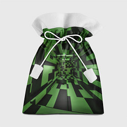 Мешок для подарков Чёрно-зелёный геометрический коридор, цвет: 3D-принт