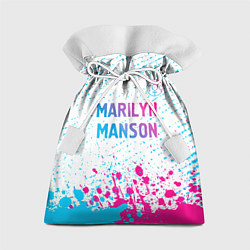 Мешок для подарков Marilyn Manson neon gradient style: символ сверху, цвет: 3D-принт