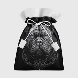Мешок для подарков Морда бульдога стиль тату, цвет: 3D-принт