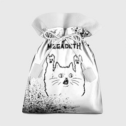 Мешок для подарков Megadeth рок кот на светлом фоне, цвет: 3D-принт