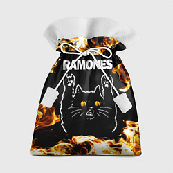 Мешок для подарков Ramones рок кот и огонь, цвет: 3D-принт