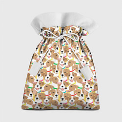 Мешок для подарков Джек рассел терьер в разноцветных ошейниках, цвет: 3D-принт