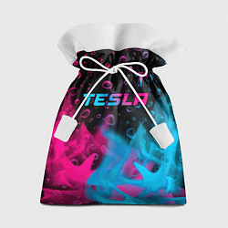 Мешок для подарков Tesla - neon gradient: символ сверху, цвет: 3D-принт