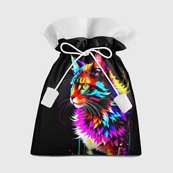 Мешок для подарков Неоновый пушистик - кот, цвет: 3D-принт