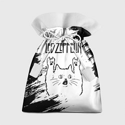 Мешок для подарков Led Zeppelin рок кот на светлом фоне, цвет: 3D-принт