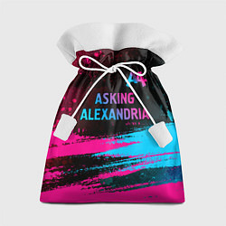 Мешок для подарков Asking Alexandria - neon gradient: символ сверху, цвет: 3D-принт