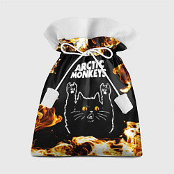 Мешок для подарков Arctic Monkeys рок кот и огонь, цвет: 3D-принт