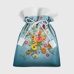 Мешок для подарков Букет полевых цветов на ткани, цвет: 3D-принт