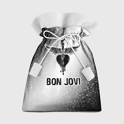 Мешок для подарков Bon Jovi glitch на светлом фоне, цвет: 3D-принт