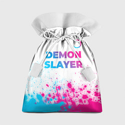 Мешок для подарков Demon Slayer neon gradient style: символ сверху, цвет: 3D-принт