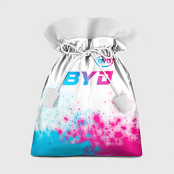 Мешок для подарков BYD neon gradient style: символ сверху, цвет: 3D-принт