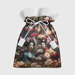 Мешок для подарков Гейша в цветах, цвет: 3D-принт
