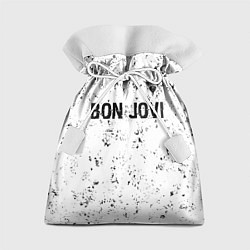 Мешок для подарков Bon Jovi glitch на светлом фоне: символ сверху, цвет: 3D-принт