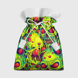Мешок для подарков Зеленые психоделические черепа, цвет: 3D-принт