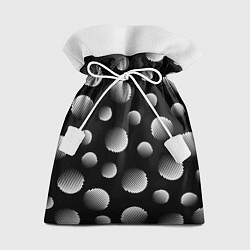Мешок для подарков Шары в полоску на черном фоне, цвет: 3D-принт