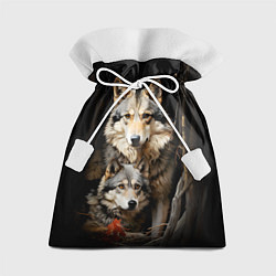 Мешок для подарков Волчица с волчонком, цвет: 3D-принт