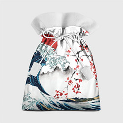 Мешок для подарков Хокусай большая волна в Канагаве - пародия укиё, цвет: 3D-принт