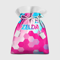 Мешок для подарков Zelda neon gradient style: символ сверху, цвет: 3D-принт