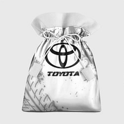 Мешок для подарков Toyota speed на светлом фоне со следами шин, цвет: 3D-принт