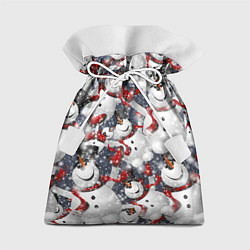 Мешок для подарков Зимний паттерн со снеговиками, цвет: 3D-принт