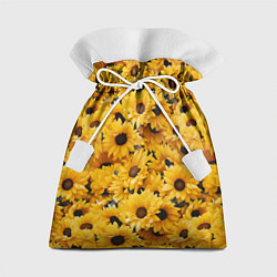 Мешок для подарков Желтые объемные цветы от нейросети, цвет: 3D-принт