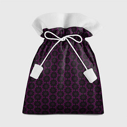 Мешок для подарков Чёрно-фиолетовый паттерн стилизованные цветы, цвет: 3D-принт