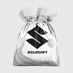 Мешок для подарков Suzuki speed на светлом фоне со следами шин, цвет: 3D-принт