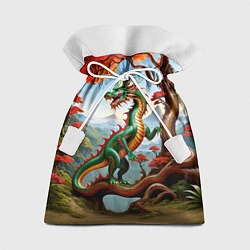 Мешок для подарков Зеленый деревянный дракон, цвет: 3D-принт