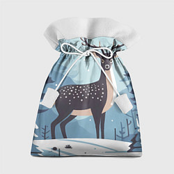 Мешок для подарков Зимняя сказка олень в лесу, цвет: 3D-принт