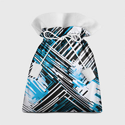 Мешок для подарков Киберпанк линии белые и синие, цвет: 3D-принт