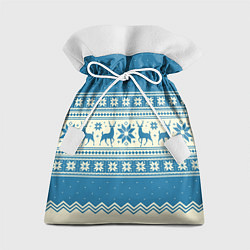 Мешок для подарков Sweater with deer on a blue background, цвет: 3D-принт